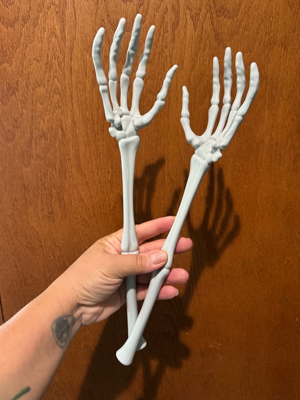 Skeleton salad tongs Halloween bones molded
